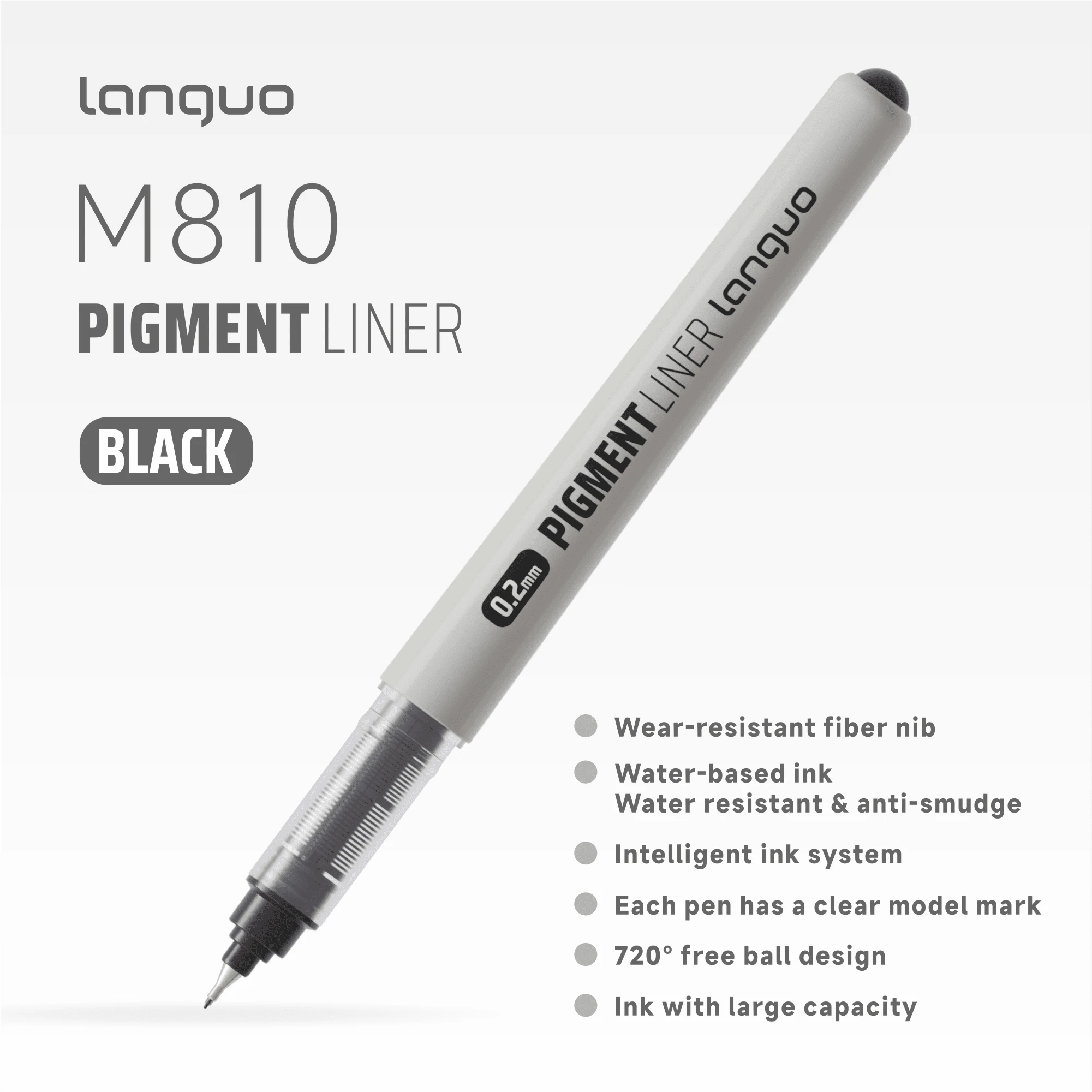 1pc Liquid Liner Pen, Waterproof Manga Outlining, Hand-Drawing Design, Black Smooth Sketching Pen, Art Supplies Marker, Bleed-Proof, Back To School - Direct Liquid Drawing Pen - View 1