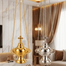 Vintage Metal Hanging Incense Burner, Home Indoor Aromatherapy Furnace, Chain Hanging Incense Burner, Desktop Decor, Zen Incense Holder, Suitable For Stick Incense & Cone Incense - Silver - View 4