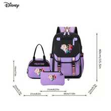 Miniso Conjunto de 3 mochilas de Princesas Disney de gran capacidad, mochila casual, bolsa térmica y bolsa organizadora, color morado y negro - color 1 - Ver 4