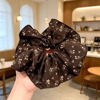 Korean Ditsy Floral, Oversized Luxury Design,High Elastic & Non-Slip, Soft And Hair-Friendly,All-Match For Bun, Low Ponytail & Daily Wear