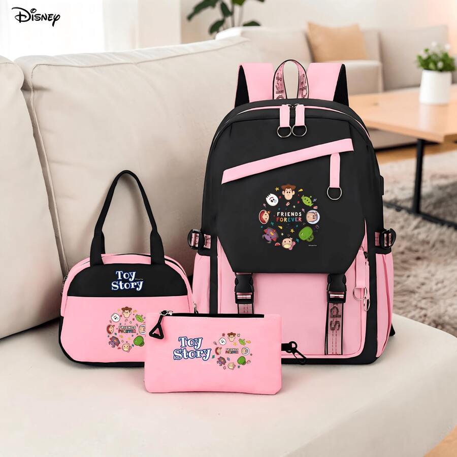 Miniso Bộ 3 món balo Disney Toy Story dung tích lớn, kiểu dáng thường ngày, kèm túi giữ nhiệt và túi đựng đồ, họa tiết Kawaii. - màu 1 - Xem 1