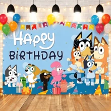 1pc 100*150cm Cartoon Dog Theme Birthday Party Backdrop, Happy Birthday Background Cloth, Suitable For Birthday Decoration And Photo Shoot - Multicolor - View 6