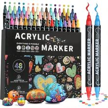 12/24/36/48 Colores Marcadores de Pintura Acrílica, Adecuados para Madera, Lienzo, Piedra, Roca, Vidrio, Superficies Cerámicas, Excelente para Manualidades DIY, Esencial para Volver a la Escuela - acrílico - Ver 12