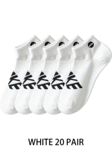 10 Pairs/Pack Men's Letter Print Comfortable Ankle Athletic Socks - Multicolor - View 36
