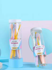 10 pièces/20 pièces Brosse à dents à poils souples, brosse à dents à tête large à poils nano souples pour femmes et hommes, brosse à dents jetable pour les soins dentaires à la maison, en voyage, multicolore mélangé, seau portable, couleur claire, pack économique pour la maison - Multicolore - Voir 3