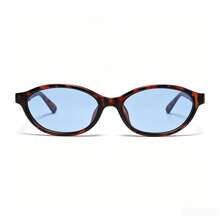 1 par de gafas de moda, con un marco resistente, de estilo retro, que incluye un marco elíptico hecho de material TR y un patrón de estampado de leopardo rojo, adecuado para mujeres. - Multicolor - Ver 2