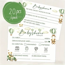 20 piezas de tarjetas de juego y deseos de bautizo de bebé en versión alemana con diseño de patrón de oso de peluche, perfectamente adecuadas para fiestas de bebé y juegos conmemorativos interactivos - 1 - Ver 3