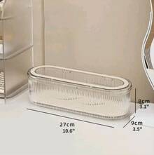 Caja para guardar brochas de maquillaje, 1 unidad, diseño moderno y minimalista, caja a prueba de polvo con tapa, adecuada para guardar esponjas de maquillaje, perfecta para guardar cosméticos en el dormitorio, el baño y el tocador. - con griglia - Visualizzare 2