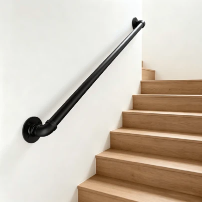 Corrimão de metal de 1 polegada, corrimão de parede adequado para escadas internas e externas.