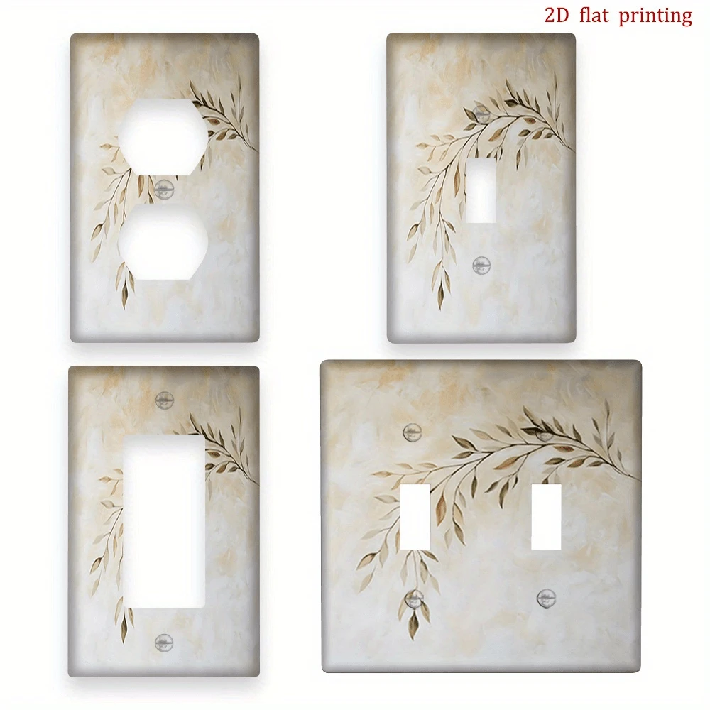 1pc Tree Branch Pattern Switch Socket Panel Cover, Suitable For Single/Double Switch & Socket Decorative Plate, Peel And Stick, Home & Office Use, 2D Printed Design - A - View 1