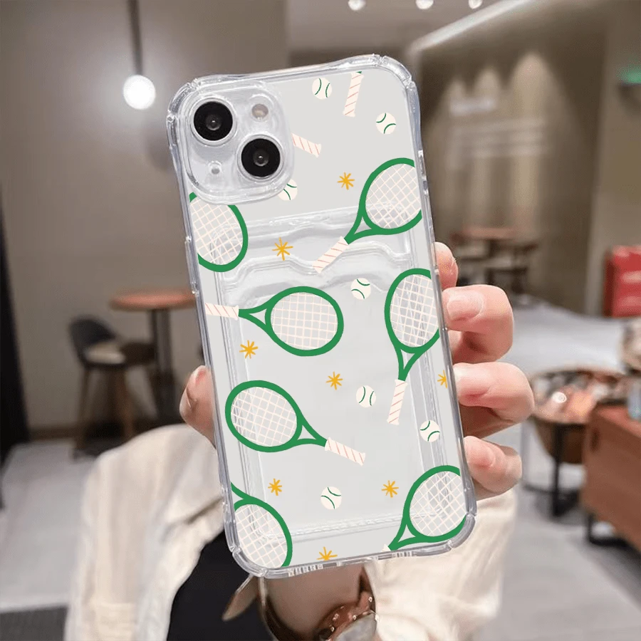 1 unidad Raquetas tenis pelotas estrellas verde Funda para Galaxy S23 plus, protección anticaída con airbag reforzado en las cuatro esquinas, tarjetero invisible integrado en la parte trasera, compatible para tarjeta personal, carnet de conducir, tarjeta de acceso y tarjeta de transporte, funda protectora antigolpes portátil con ranura para tarjetas, diseño sencillo y elegante, ideal para uso diario, desplazamientos y viajes - transparente - Ver 1