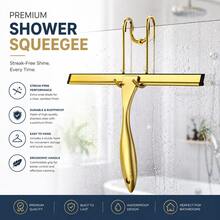 1pc Gold Bathroom Squeegee, Shower Scraper Brush, Mirror Squeegee, Window Scraper, Cleaning Tool, Convenient & Practical With Hook, Bathroom Cleaning Accessory, Essential Cleaning Tool For Autumn/Winter - Multicolor - View 3