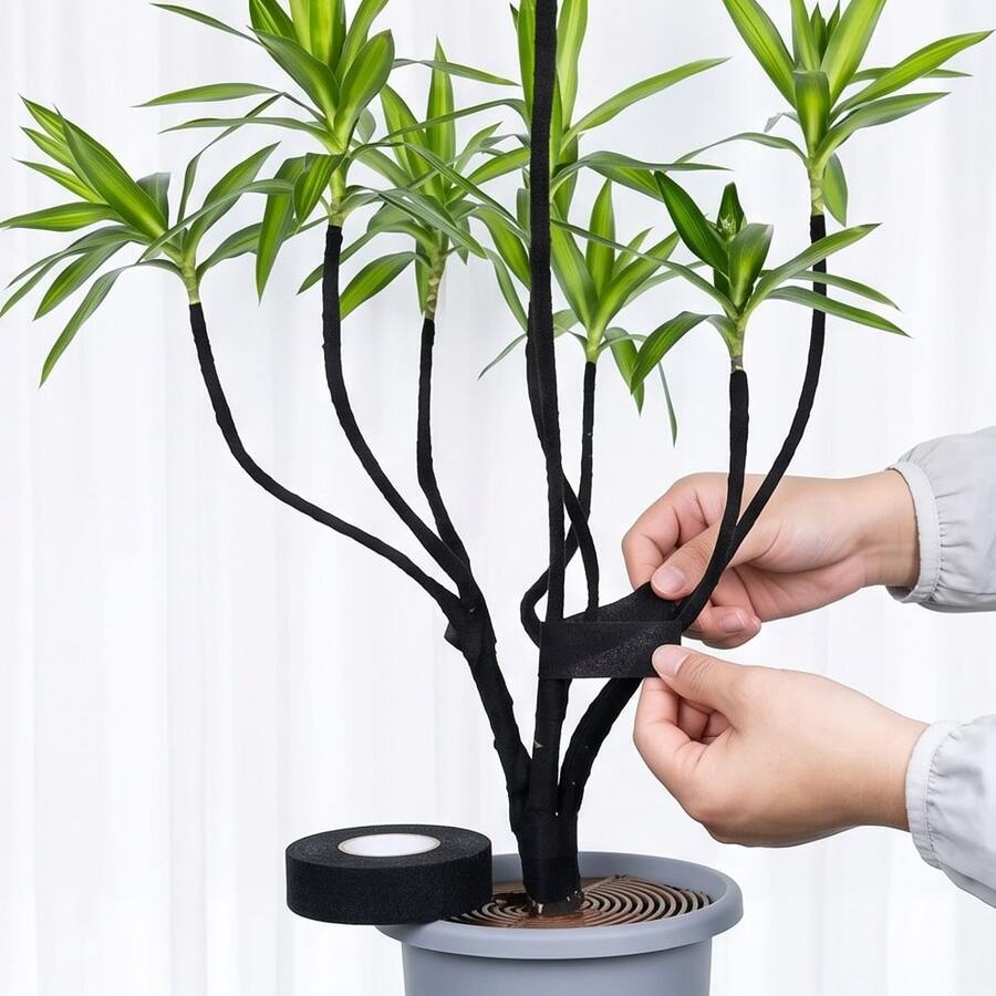 2卷装黑色法兰绒盆景胶带，2.5厘米*10米 - 易撕植物嫁接和造型胶带，适用于插花、汽车线束降噪，耐用多用途园艺和家居工具 - 2PCS - 查看 1