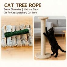 Dây thừng sisal tự nhiên 100%, kích thước 0.4*1000cm, siêu bền, chống trầy xước, sử dụng được lâu hơn dây gai dầu thông thường, lý tưởng cho việc tự làm trụ cào móng và khung leo trèo cho mèo. - 1 bó dây thay thế nhiều màu, đường kính 4mm, dài 10m - Xem 1