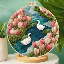 自然风景刺绣套装，手工DIY绣线刺绣入门套装，家居装饰挂画减压套装 - 多色 - 查看 5