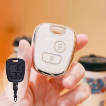 1 chiếc ốp chìa khóa xe hơi bằng TPU mạ điện, bảo vệ toàn diện chống rơi vỡ, kiểu dáng tối giản thời trang với họa tiết kim loại, tương thích với Peugeot 107 206 207 307 408, C1 C2 C3 C4 Picasso, Aygo - Logo A - Xem 7