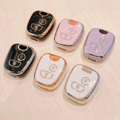 1 chiếc ốp chìa khóa xe hơi bằng TPU mạ điện, bảo vệ toàn diện chống rơi vỡ, kiểu dáng tối giản thời trang với họa tiết kim loại, tương thích với Peugeot 107 206 207 307 408, C1 C2 C3 C4 Picasso, Aygo