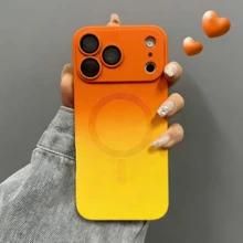 1个橙黄色渐变色硅胶磨砂磁吸手机壳，兼容 17 Pro Max、17 Pro、Apple Air，也兼容 17、16、15、14、13、12、11 Pro Max Plus、16E，以及三星A57、A37、A56、A55、A16、A17、S25FE、S25 Ultra、S26 Ultra/S26 Plus/S26/S26 Edge/S26 Pro，圣诞礼物、冬季礼物 - 橙黃色 - 查看 2