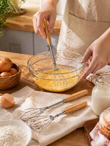 2pcs Stainless Steel Kitchen Egg Beater And Cream Whisk With Wooden Handle, 20.07cm Length - View 10