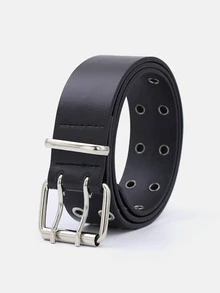 1pc Solid Color Punk PU (Polyurethane) Decorative Belt For Women, Suitable For Daily Wear With Grommets & Rivets - A - View 5