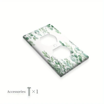 1 tấm ốp công tắc đèn trang trí chủ đề cây xanh, loại 1 ổ/2 ổ, thích hợp cho công tắc đèn trong nhà/ngoài trời ở phòng ngủ, nhà bếp và phòng tắm.