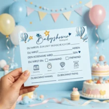 20 piezas de tarjetas de juego y deseos de bautizo de bebé en versión alemana con diseño de oso de peluche, perfectamente adecuadas para fiestas de bebé y juegos conmemorativos interactivos - 3 - View 5