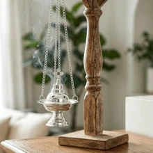 Vintage Metal Hanging Incense Burner, Home Indoor Aromatherapy Furnace, Chain Hanging Incense Burner, Desktop Decor, Zen Incense Holder, Suitable For Stick Incense & Cone Incense - Silver - View 7