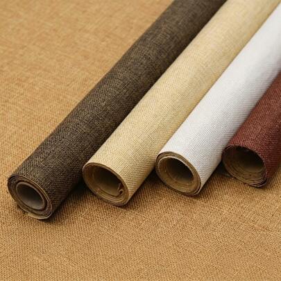 1 Roll 100% Pure Linen Self-Adhesive Fabric - DIY Craft Material, Suitable For Home Decor, Wall Stickers, Tablecloths, Handmade Projects - Natural Material, Freely Cuttable