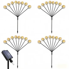 1 pieza Luz solar de diente de león para el suelo, panel solar de doble modo, luz de paisaje, que se balancea con el viento, luz decorativa para el jardín, ornamento impermeable para el patio exterior - Amarillo - Ver 7