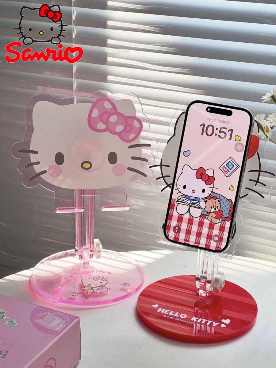 SANRIO Giá đỡ đa năng Hello Kitty & My Melody Sweet Series - Giá đỡ điện thoại, giá đỡ điện thoại để bàn dễ thương, giá đỡ máy tính bảng đa năng, giá đỡ đầu giường kiểu dáng thanh lịch, di động và có thể gập lại. - ủng hộ - Xem 1