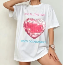 Harry Sty Heart Disco Ball T-shirt | Könsneutral Oversized Casual Skjorta Vit - Vitt - Visa 6