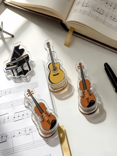 3 kẹp nhạc hình đàn piano, kẹp trang dễ thương cho sách, sổ tay, tài liệu, quà tặng cho người yêu âm nhạc, đồ dùng văn phòng phẩm