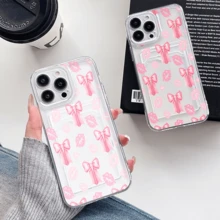1 unidad Lazos y besos rosa patrón Funda para Galaxy S24, protección anticaída con airbag reforzado en las cuatro esquinas, tarjetero invisible integrado en la parte trasera, compatible para tarjeta personal, carnet de conducir, tarjeta de acceso y tarjeta de transporte, funda protectora antigolpes portátil con ranura para tarjetas, diseño sencillo y elegante, ideal para uso diario, desplazamientos y viajes - transparente - Ver 4