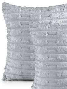 Set Of 2 Velvety Plush Decorative Cushion Covers (45cm X 45cm) With Zipper - Platinum - View 2