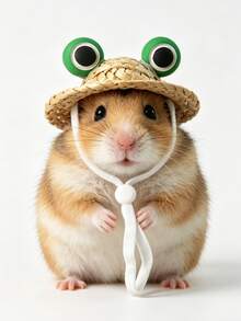 Sombrero de paja mini ajustable para hámsteres, sombreros decorativos para lagartos, camarrones, loros, pájaros pequeños - Champán - Ver 3