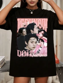 STRAYSKIDSS LEEKNOW Bootleg Style Merch T-Shirt. K-Pop - Black - View 1
