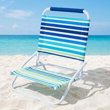 Silla Plegable de Playa. Estructura Metal, Soporta Hasta 120kg. Silla Plegable con Estampado de Rayas Veraniego. Medidas 52 x 47 x 60 cm - Rayas - Ver 2
