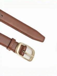 1pc Plus Size Women's Solid Color Minimalist Silver Buckle PU Leather Belt, Suitable For Pairing With Various Pants - Black-a - View 8