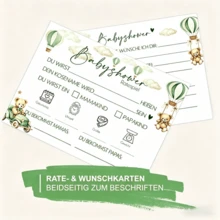 20 piezas de tarjetas de juego y deseos de bautizo de bebé en versión alemana con diseño de patrón de oso de peluche, perfectamente adecuadas para fiestas de bebé y juegos conmemorativos interactivos - 1 - Ver 4