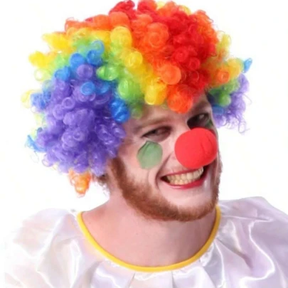 1/2 piezas Accesorios de peluca de payaso con explosión de color, nariz de payaso de esponja