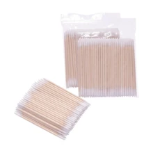 100 / 300 / 500 Cái Tăm Bông Đàn Siêu Mỏng Hai Đầu Dùng Một Lần, Bàn Chải Lông Mi Bằng Gỗ - Không Mùi - trắng - Xem 2