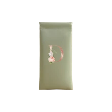 时尚眼镜盒男女通用眼镜收纳套装，弹性盖自动闭合眼镜袋，玫瑰金字母印花，便携式线缆整理器，假日旅行必备 - 綠色 - 查看 32
