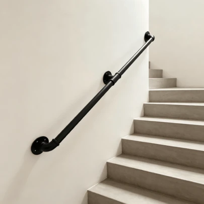 1 pulgada Barandilla de metal montada en la pared, adecuada para escaleras interiores y exteriores