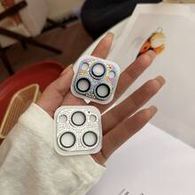 High-Quality Crystal Embedded Alloy Camera Lens Protective Film, Compatible With Apple 17/16/15/14/13/12/11 Pro Max Pro Plus Mini, Multicolor Glossy - Silver - View 7