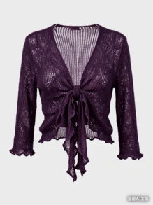 Magic Jacket Plain Casual Wool-Like Fabric Curly Magic Jacket Tea Party Luncheon Country Music Concert Airport Outfits Homecoming Birthday Party Holiday Night Out Bachelorette Party Travel Daily Formal & Evening SPRING SUMMER - Màu tím đậm - Xem 4