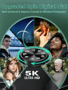 5K数码相机，适用于摄影 - WiFi 7500万像素Vlog相机，配备16倍光学变焦、180°翻转屏和18倍光学变焦超高清自动对焦功能 - 便携式Vlog旅行相机，配备32GB SD卡和1150mAh电池 - 查看 5
