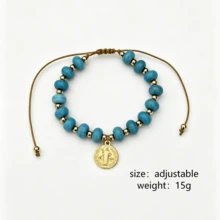 1 pieza, pulsera trenzada con hebilla en forma de nariz de cerdo de color dopamina, estilo de vacaciones con cuentas de colores ajustable, adecuado para que las damas lo usen a diario. - Pulseras Mix and Match - Ver 9