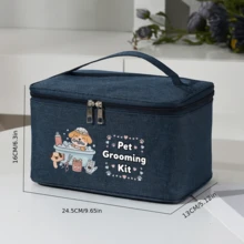 Kit de aseo para mascotas, bolsa de almacenamiento con estampado de perro lindo, organizador de herramientas de belleza de gran capacidad - Multicolor - Ver 6