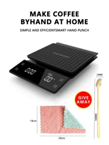 1pc Black 3kg Multi-Function Coffee Kitchen Electronic Scale With Timer And Tare Function, LED Display, Handheld Smart Scale, Suitable For Drip Coffee, Espresso, Baking And Cooking, Battery Not Included, Suitable For Kitchen, Coffee And Flour - Multicolor - View 12