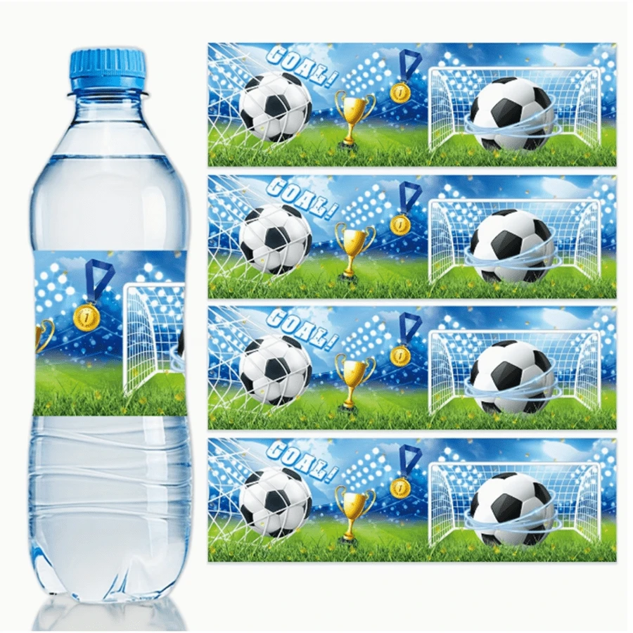 10PCS Blue Football Water Bottle Labels, Sports-Themed Waterproof Decorative Water Bottle Labels And Water Bottle Packaging Sticker Labels For Birthday Party Decorations - Multicolor - View 1